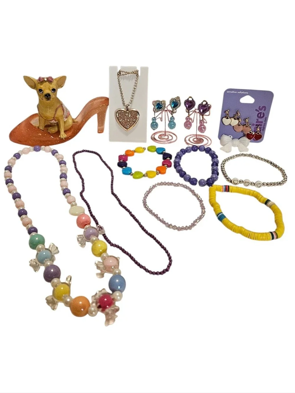 Kid's Multicolor Heart Themed Jewelry Bundle